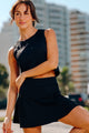 Conjunto Cropped Regata e Short Saia Furadinha Preta