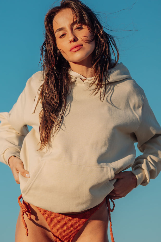 Casaco de Moletom Canguru Vibe Tropical Bege