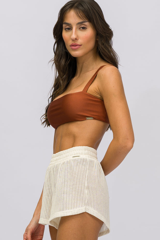 Short com Textura Off-White