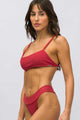 Biquíni Top Frente Única e Calcinha com Cós Mauve