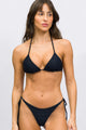 Biquíni Top Biquíni Cortininha e Calcinha de Amarrar Preto