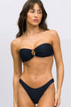 Biquíni Top Decote e Calcinha Básica Texturizada Preta