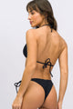 Top Cortininha Quadrada e Calcinha de Amarrar Texturizada Preta