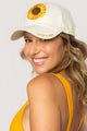 Boné Branco Bordado Girassol