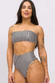 Biquíni Faixa Dupla Face e Calcinha Hot Pants Listrado P&B