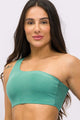 Biquíni Ombro Só e Calcinha Bombom Texturizado Verde
