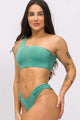Biquíni Ombro Só e Calcinha Bombom Texturizado Verde