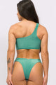 Biquíni Ombro Só e Calcinha Bombom Texturizado Verde