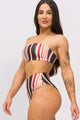 Biquíni Faixa Dupla Face e Calcinha Hot Pants Listrado Marrom