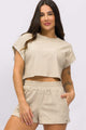 Cropped  Detalhe na Manga Bege