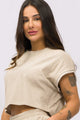 Cropped  Detalhe na Manga Bege