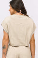 Cropped  Detalhe na Manga Bege