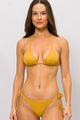 Biquíni Cortininha com Calcinha de Amarrar Canelado Mostarda