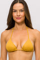 Biquíni Cortininha com Calcinha de Amarrar Canelado Mostarda