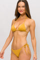 Biquíni Cortininha com Calcinha de Amarrar Canelado Mostarda
