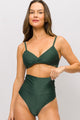 Biquíni Transpassado e Calcinha Cós de Virar Verde Bonsai