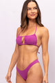 Biquini Cortininha Quadrada com Calcinha Asa Delta Texturizado Rosa