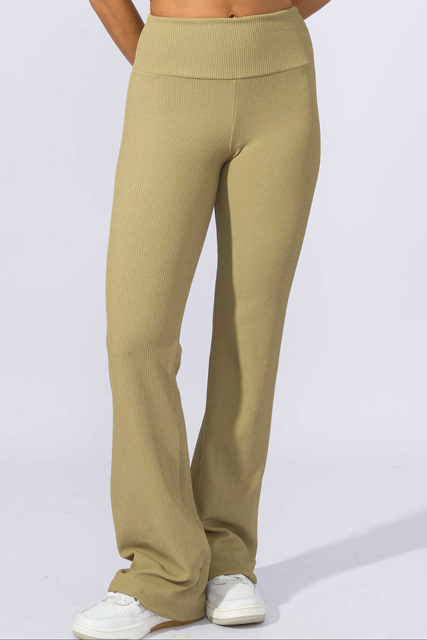 Calça Flare Texturizada Bege