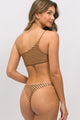 Biquíni Top Ombro Só e Calcinha Fio Duplo Listrado Brown
