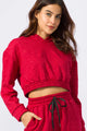 Casaco Moletom Cropped com Capuz Vermelho