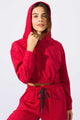 Casaco Moletom Cropped com Capuz Vermelho