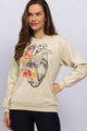 Casaco de Moletom Coração Florido Bege