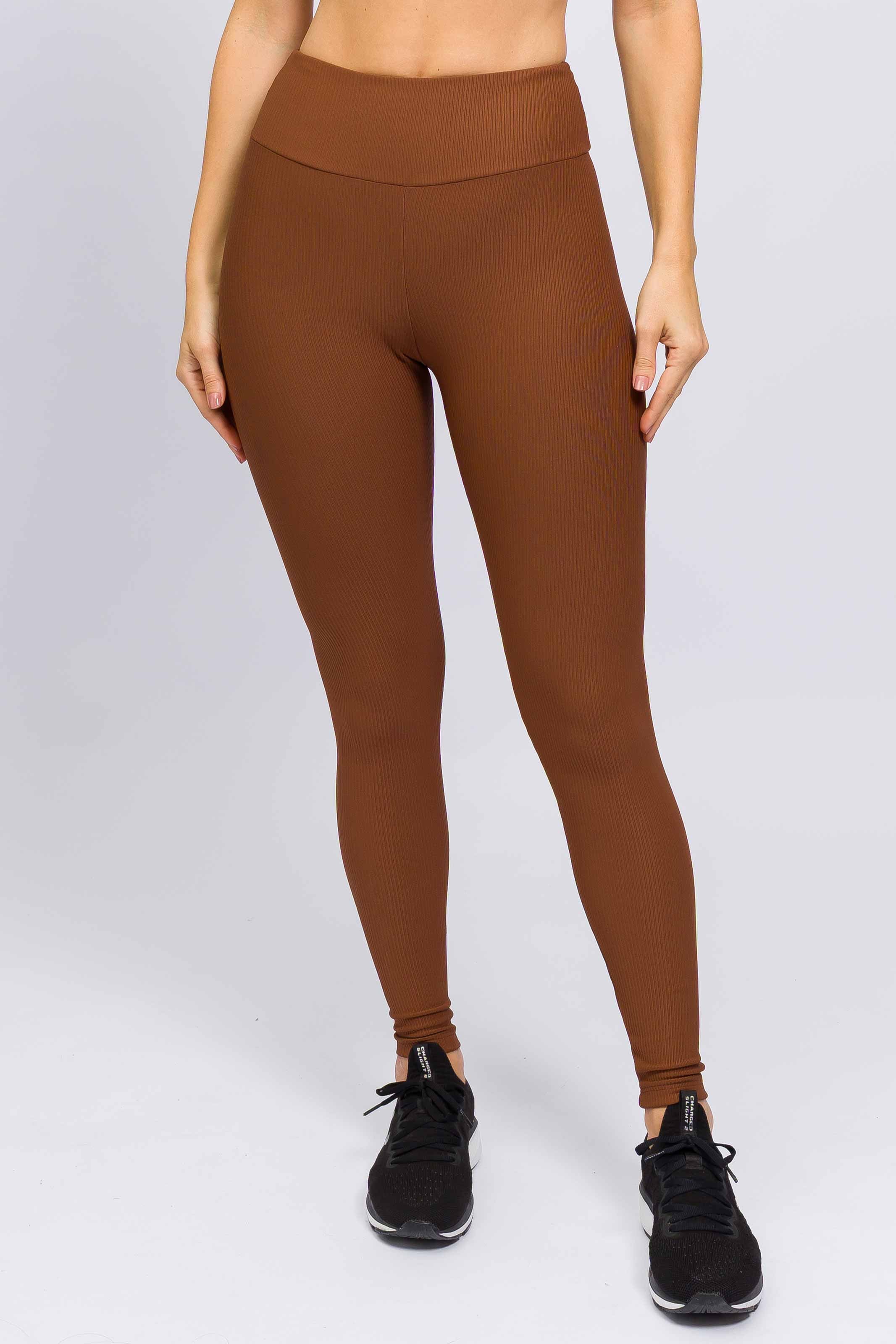 Legging Básica Canelada Marrom – Livre e Leve