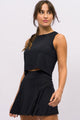 Conjunto Cropped Regata e Short Saia Furadinha Preta