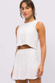 Cropped Regata e Short Saia Furadinho Branco