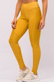 Legging com Recorte Canelada Mostarda