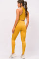 Conjunto Legging com Recorte Canelado Mostarda