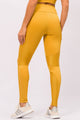 Legging com Recorte Canelada Mostarda