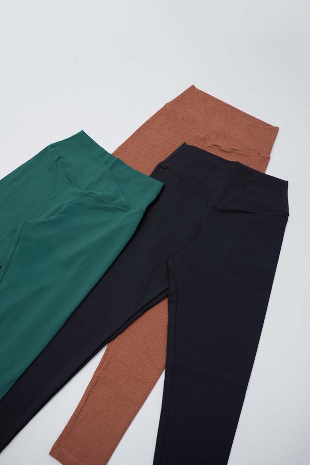 Kit 3 Leggings Cós Transpassado