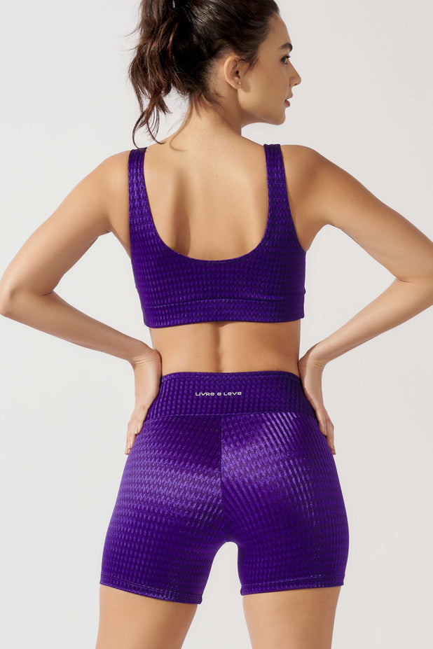 Short de Poliamida com Textura Petúnia