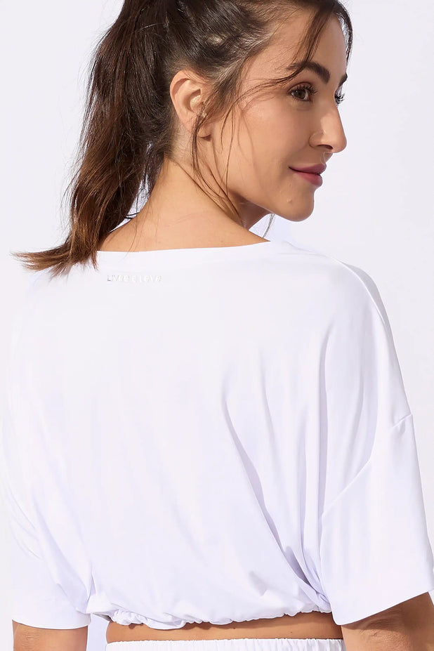 Blusa com Bainha Franzida Branca