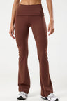 Calça Flare com Cós de Virar Marrom