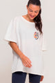 T-Shrit Oversized Coração Florido