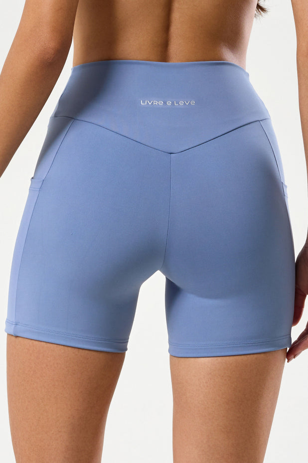 Bermuda Com Bolso Sem Costura Frontal Azul Pacífico