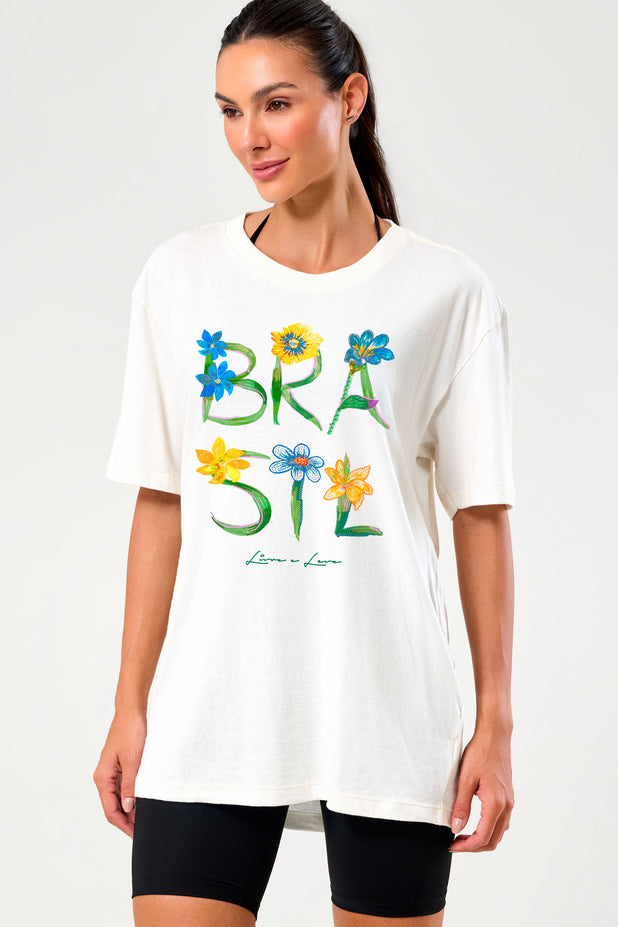 T-Shrit Oversized Flor Brasil