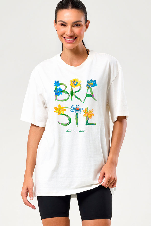 T-Shrit Oversized Flor Brasil