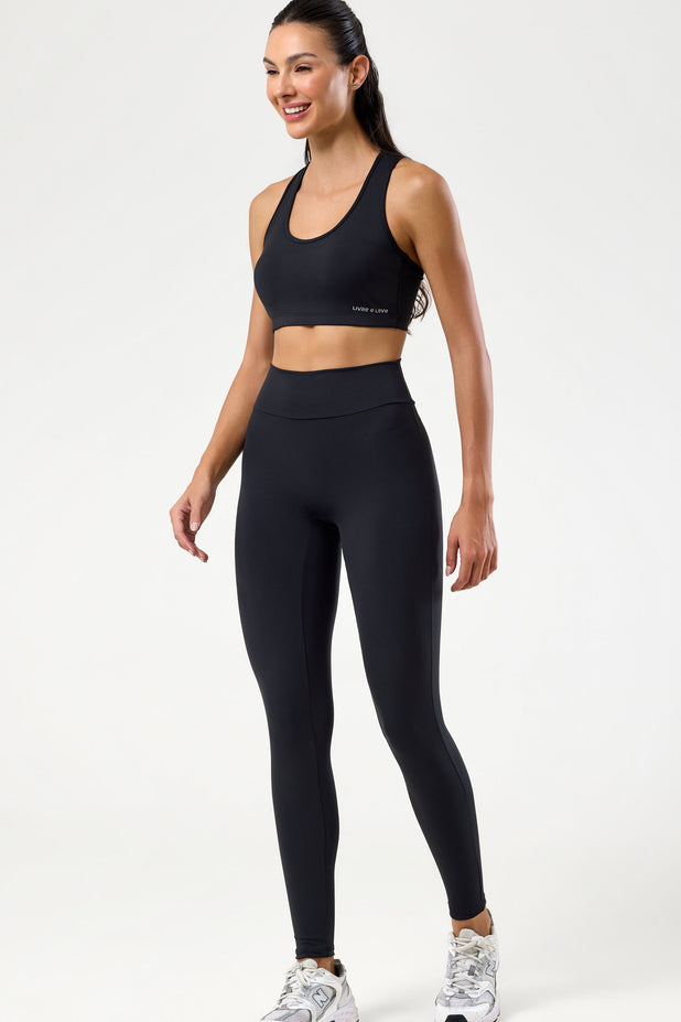 Conjunto Top e Legging Cós em V Preto