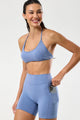 Conjunto Top e Bermuda Cós em V Azul Claro