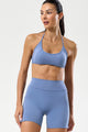 Conjunto Top e Bermuda Cós em V Azul Claro