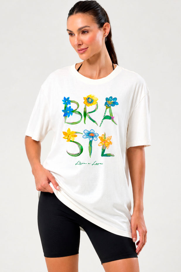 T-Shrit Oversized Flor Brasil
