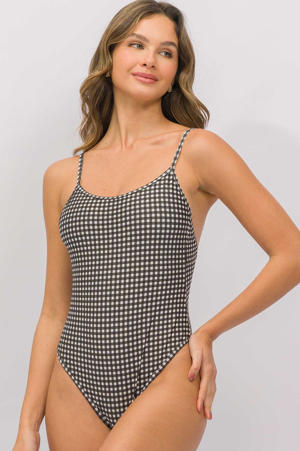 Maiô de Alcinha Xadrez Preto