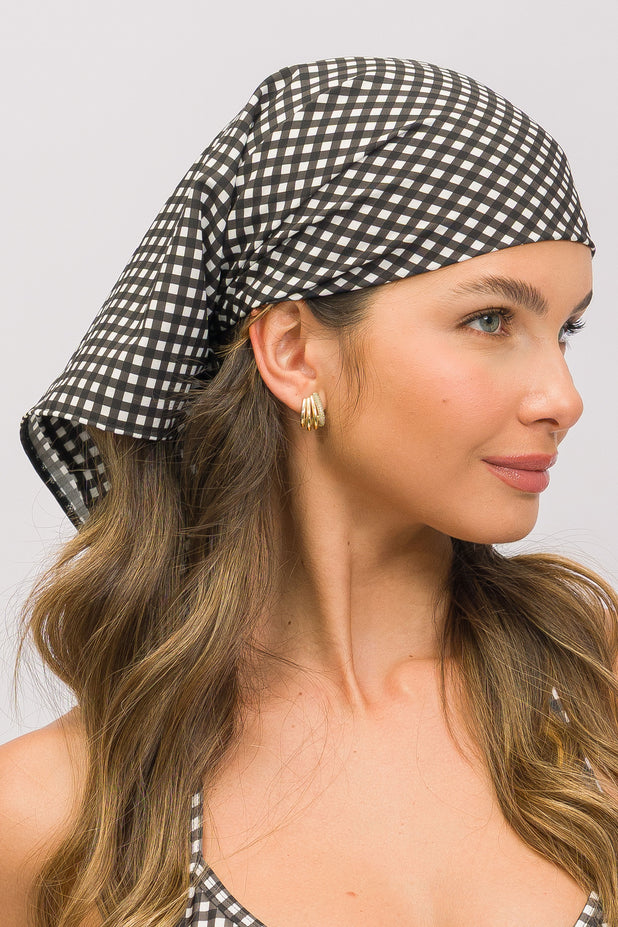 Lenço de Cabeça Xadrez Preto e Branco