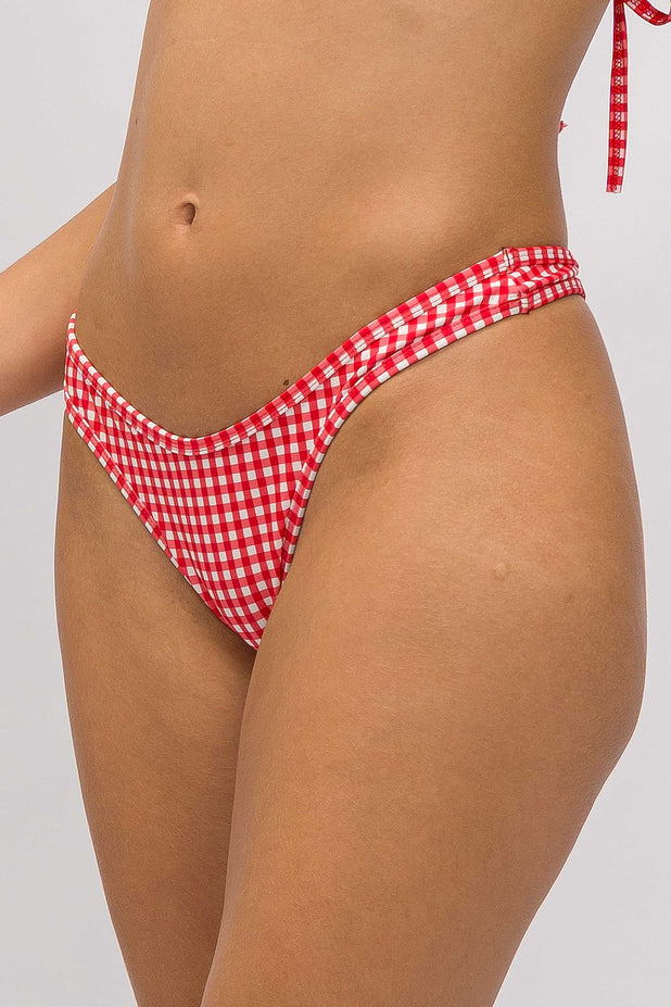 Calcinha Fio Dental Xadrez Vermelho