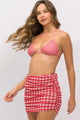 Saia Franzida Dupla Xadrez Vermelho