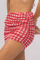 Saia Franzida Dupla Xadrez Vermelho