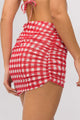 Saia Franzida Dupla Xadrez Vermelho